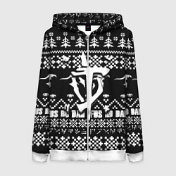 Толстовка на молнии женская Doom x elders scrolls pattern, цвет: 3D-белый