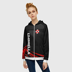 Толстовка на молнии женская Umbrella - спорт, цвет: 3D-белый — фото 2