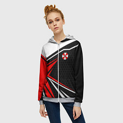 Толстовка на молнии женская Umbrella - red uniform, цвет: 3D-меланж — фото 2