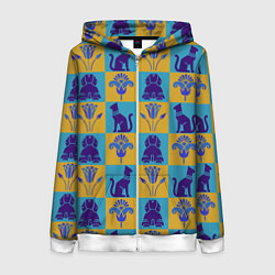 Толстовка на молнии женская Символы Египта, цвет: 3D-белый