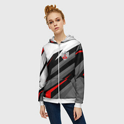 Толстовка на молнии женская Федерация бокса - спортивный, цвет: 3D-белый — фото 2