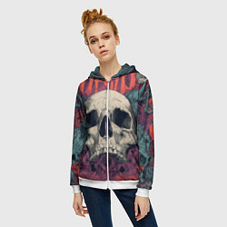 Толстовка на молнии женская Металл арт - хардкор - череп, цвет: 3D-белый — фото 2