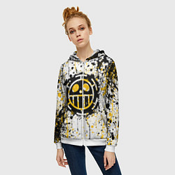 Толстовка на молнии женская Пираты сердца - Ван Пис, цвет: 3D-белый — фото 2