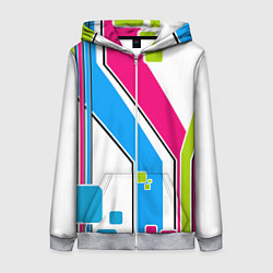 Толстовка на молнии женская Цветное абстрактное искусство, цвет: 3D-меланж