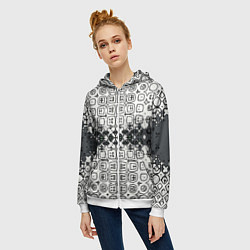 Толстовка на молнии женская Серая узорчатая метаморфоза, цвет: 3D-белый — фото 2