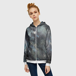 Толстовка на молнии женская Абстракция - dark oil painting, цвет: 3D-белый — фото 2