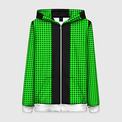Толстовка на молнии женская Color background black green, цвет: 3D-белый