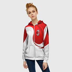 Толстовка на молнии женская ФК Милан - белый и красный, цвет: 3D-белый — фото 2