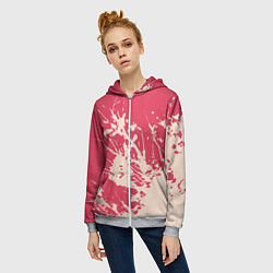 Толстовка на молнии женская Бежевый взрыв на розовом, цвет: 3D-меланж — фото 2