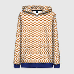 Женская толстовка на молнии Паттерн с ромбиками коричневый