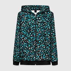 Толстовка на молнии женская Голубые неоновые крапинки, цвет: 3D-черный