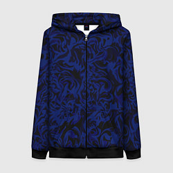 Толстовка на молнии женская Абстрактный тёмный чёрно-синий, цвет: 3D-черный