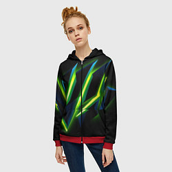 Толстовка на молнии женская Geometric neon, цвет: 3D-красный — фото 2
