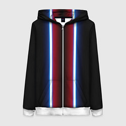 Женская толстовка на молнии Color white blue red neon