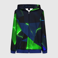 Толстовка на молнии женская Neon tile green, цвет: 3D-синий