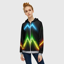 Толстовка на молнии женская Neon multicolored lines, цвет: 3D-меланж — фото 2