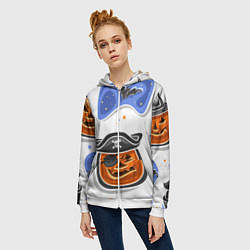 Толстовка на молнии женская Радостный хэллоуин, цвет: 3D-белый — фото 2
