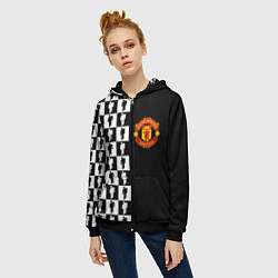 Толстовка на молнии женская Манчестер Юнайтед текстура люди, цвет: 3D-черный — фото 2