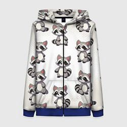 Толстовка на молнии женская Много енотов, цвет: 3D-синий