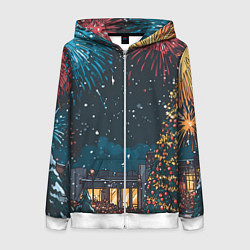 Женская толстовка на молнии Новогодний салют