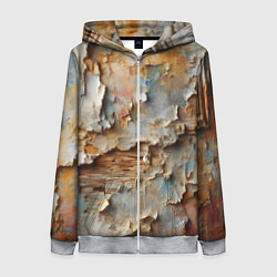 Толстовка на молнии женская Старая штукатурка на стене - абстракция, цвет: 3D-меланж