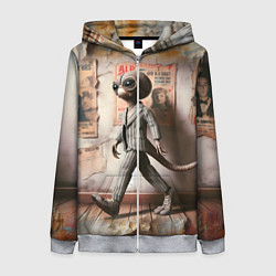 Толстовка на молнии женская Пришелец в костюме в полосочку, цвет: 3D-меланж