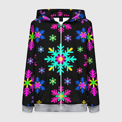 Женская толстовка на молнии Снежинки ретро