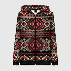 Толстовка на молнии женская Этнический славянский орнамент, цвет: 3D-черный