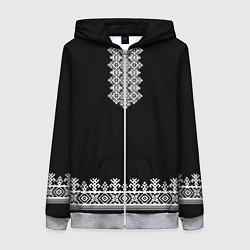 Толстовка на молнии женская Славянская вышиванка рубаха, цвет: 3D-меланж