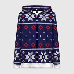 Женская толстовка на молнии Вязаный новогодний узор