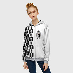Толстовка на молнии женская Ювентус паттерн люди, цвет: 3D-меланж — фото 2