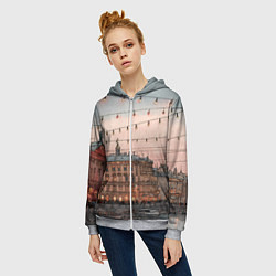 Толстовка на молнии женская Новогодний зимний Питер, цвет: 3D-меланж — фото 2