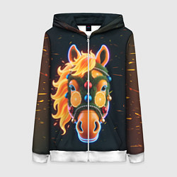 Женская толстовка на молнии Новогодняя мандариновая лошадь