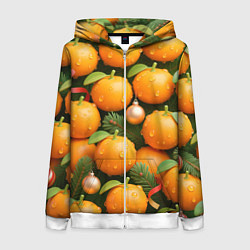 Толстовка на молнии женская Мандариновое настроение, цвет: 3D-белый