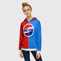 Толстовка на молнии женская Sexsi Pepsi, цвет: 3D-белый — фото 2
