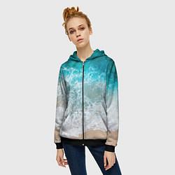 Толстовка на молнии женская Берег, цвет: 3D-черный — фото 2