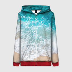 Толстовка на молнии женская Берег, цвет: 3D-красный