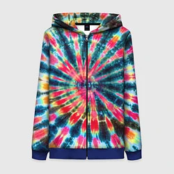 Толстовка на молнии женская Tie dye, цвет: 3D-синий