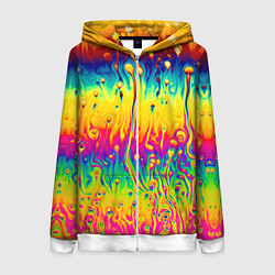Толстовка на молнии женская Tie dye, цвет: 3D-белый