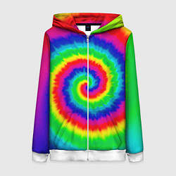 Толстовка на молнии женская Tie dye, цвет: 3D-белый