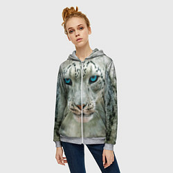 Толстовка на молнии женская Снежный барс, цвет: 3D-меланж — фото 2