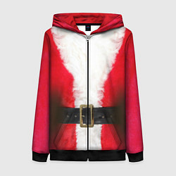 Толстовка на молнии женская Дед мороз, цвет: 3D-черный