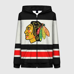 Толстовка на молнии женская Chicago Blackhawks, цвет: 3D-черный