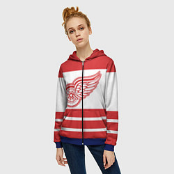 Толстовка на молнии женская Detroit Red Wings, цвет: 3D-синий — фото 2