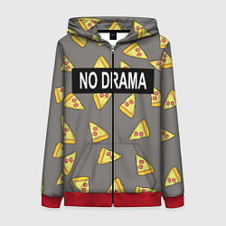 Толстовка на молнии женская No drama, цвет: 3D-красный