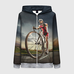 Толстовка на молнии женская Велогонщик, цвет: 3D-меланж