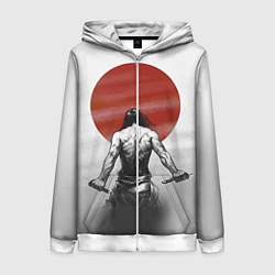 Толстовка на молнии женская Ярость самурая, цвет: 3D-белый