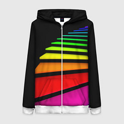 Толстовка на молнии женская Радужная лестница, цвет: 3D-белый