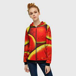 Толстовка на молнии женская Арбуз, цвет: 3D-черный — фото 2