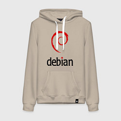 Толстовка-худи хлопковая женская Debian, цвет: миндальный